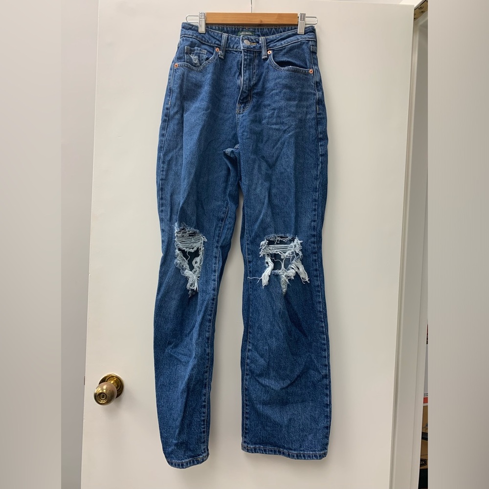 Size zero high rise baggy distressed jeans like new